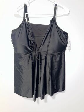 Black Women's Swim Tankini Top with Adjustable Straps